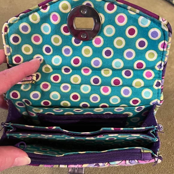 Vera Bradley HEATHER Purple/Teal Mandy Tote Shoulder Bag & Turnlock Wallet Combo - Picture 5 of 11